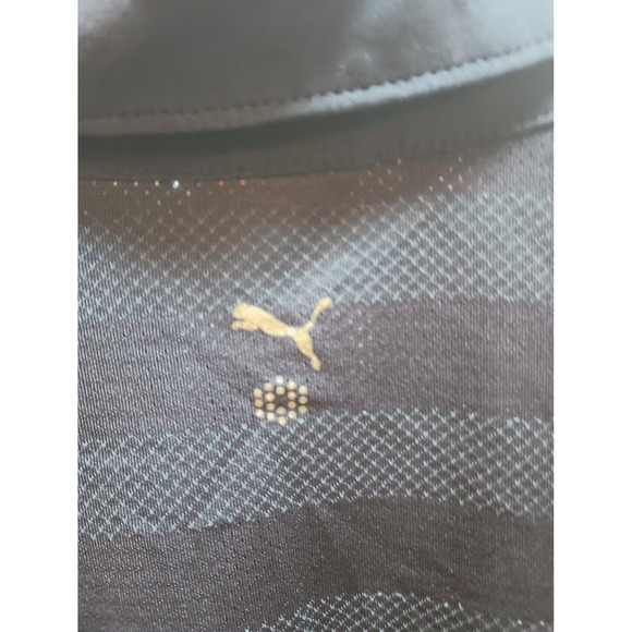 Puma Golf Polo Shirt Mens Medium White Black Checkered Stripe Cool Cell Tech - Picture 6 of 10